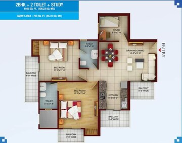  2 BHK Apartment at Samridhi Luxuriya Avenue, Sector 150 – for Rent