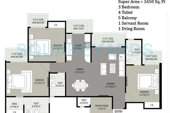 sethi max royle apartment 3bhk sq 1650sqft 1