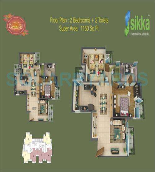 2 BHK 1150 Sq. Ft. Apartment in Sikka Kaamna Greens