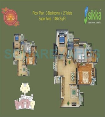 3 BHK Apartment For Rent in Sikka Kaamna Greens Sector 143a Noida Noida  7678018