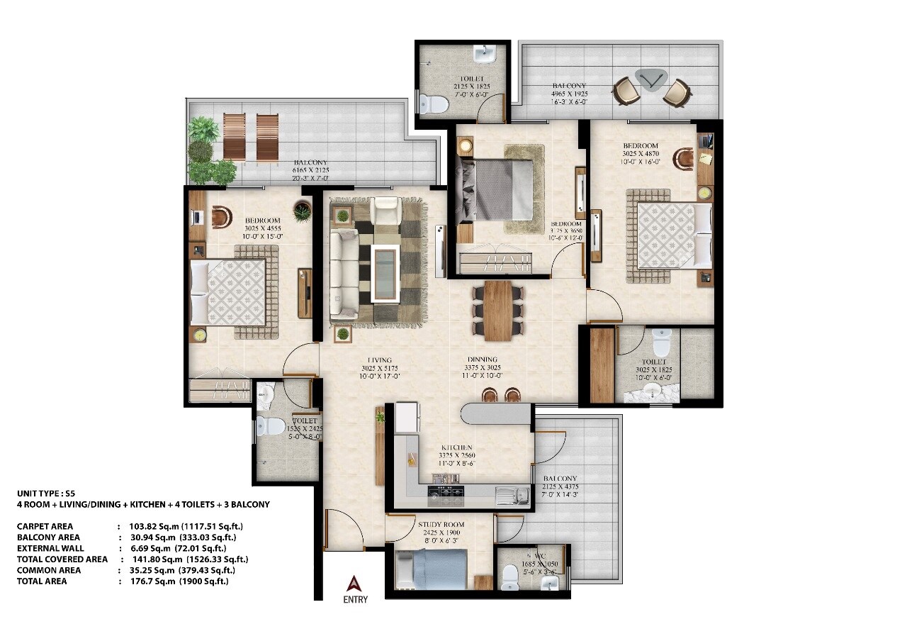  3 BHK Apartment at SKA Orion, Sector 143 – for Sale