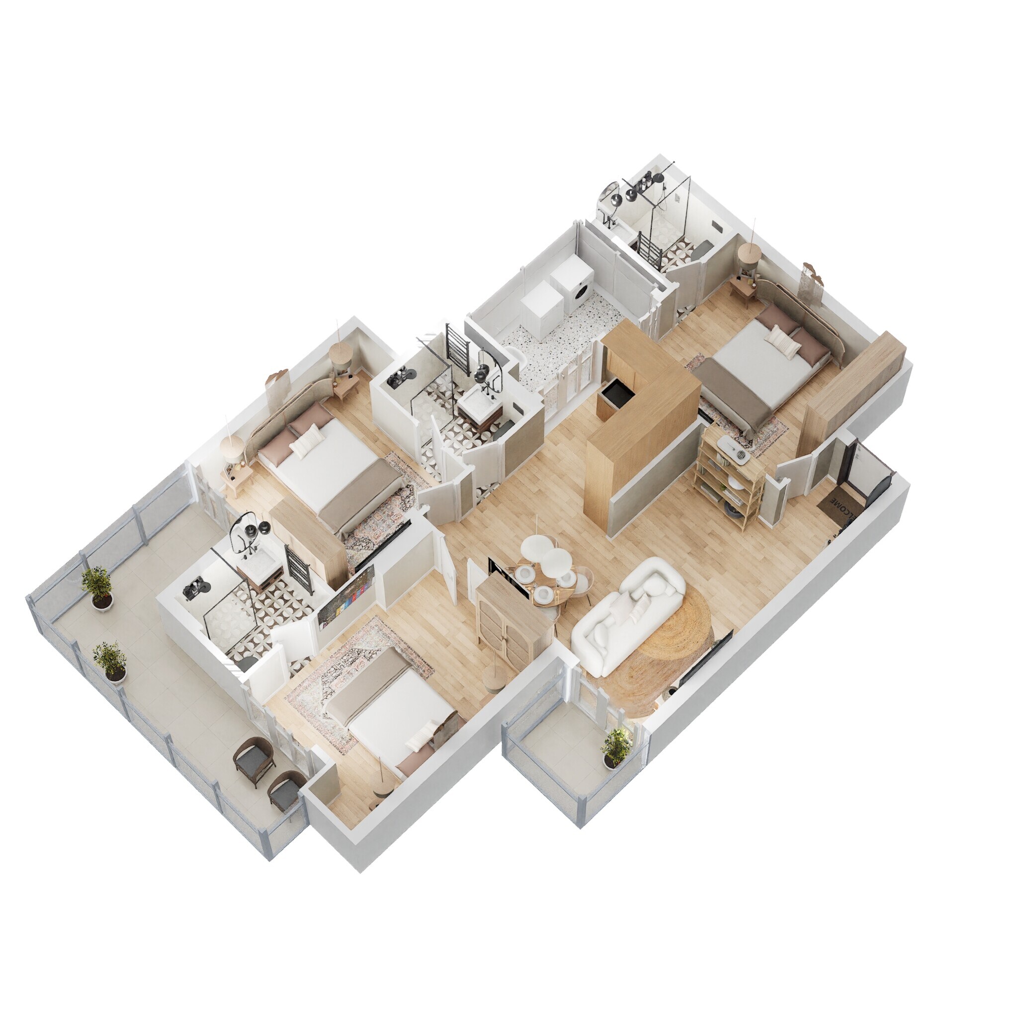 Floor plan of 3 BHK 1300 Sq. Ft. Apartment in SKA Orion, Noida