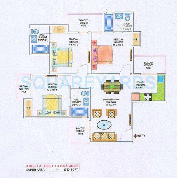 skytech colour avenue apartment 3bhk 1350sqft 1