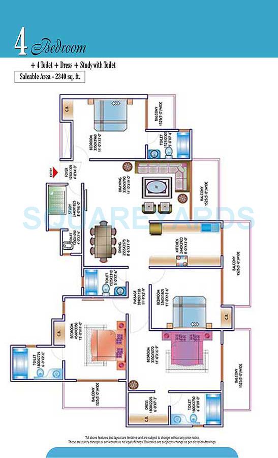 4 BHK 2340 Sq. Ft. Apartment