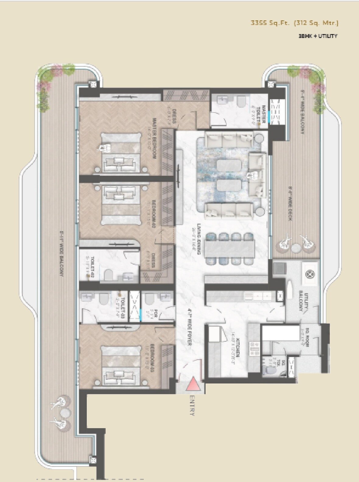 3 BHK 3355 Sq. Ft. Apartment