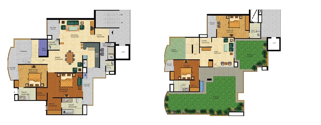 Floor plan of 4 BHK 3250 Sq. Ft. Apartment in Supertech Emperor, Noida