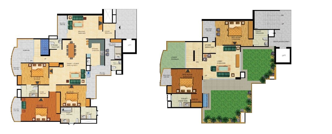 Floor plan of 5 BHK 4035 Sq. Ft. Apartment in Supertech Emperor, Noida