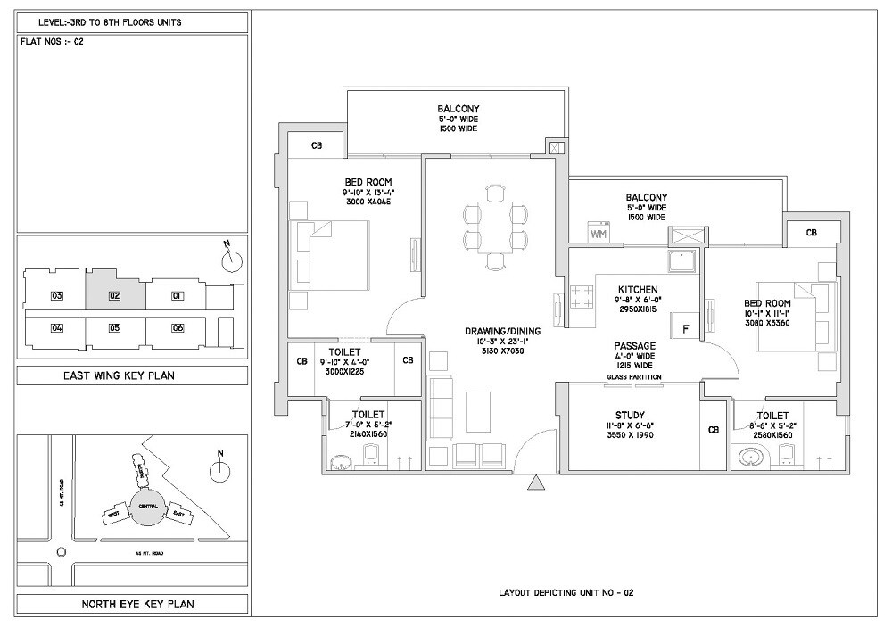 Floor plan of 2 BHK 1675 Sq. Ft. Apartment in Supertech North Eye, Noida