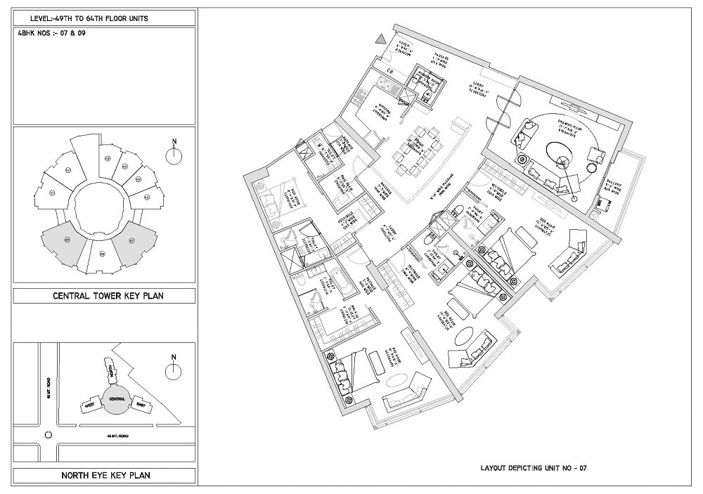 Floor plan of 4 BHK 3350 Sq. Ft. Apartment in Supertech North Eye, Noida