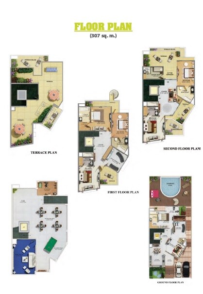 Floor plan of 6 BHK 3304 Sq. Ft. Villa in Supertech Ritz Chateaux, Noida
