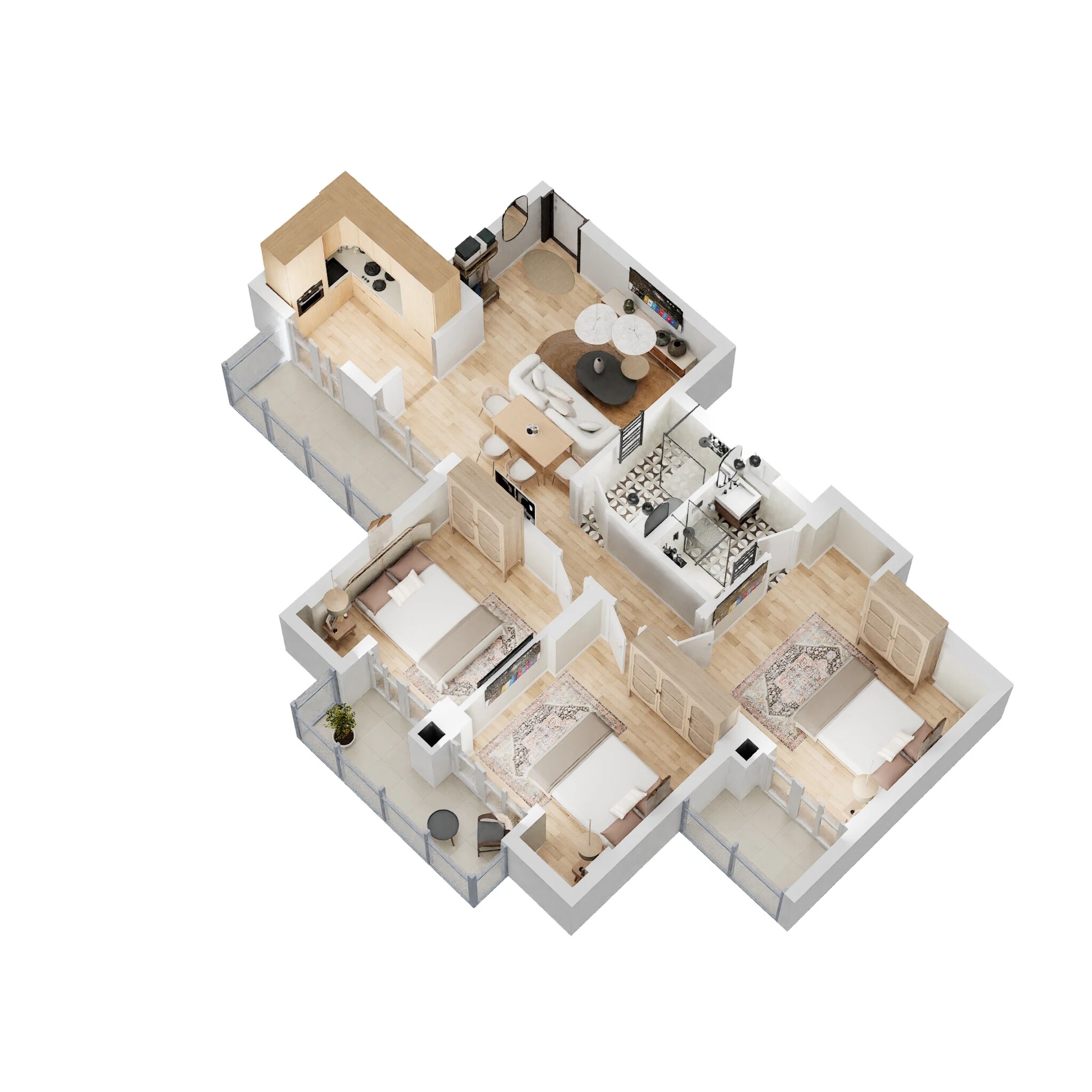 Floor plan of 3 BHK 1285 Sq. Ft. Apartment in Tata Eureka Park, Noida
