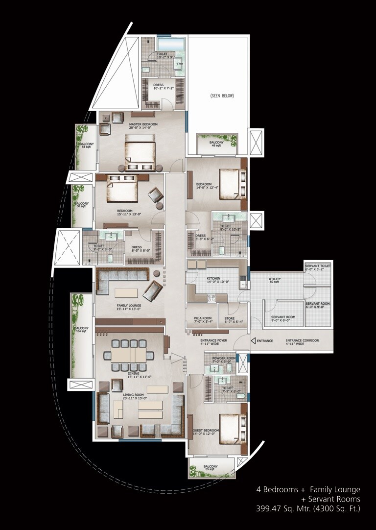 4 BHK 4300 Sq. Ft. Apartment