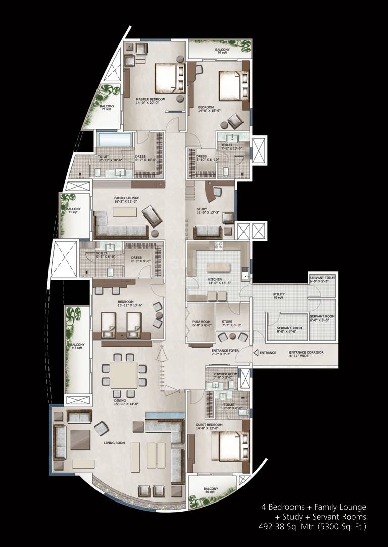 4 BHK 5300 Sq. Ft. Apartment