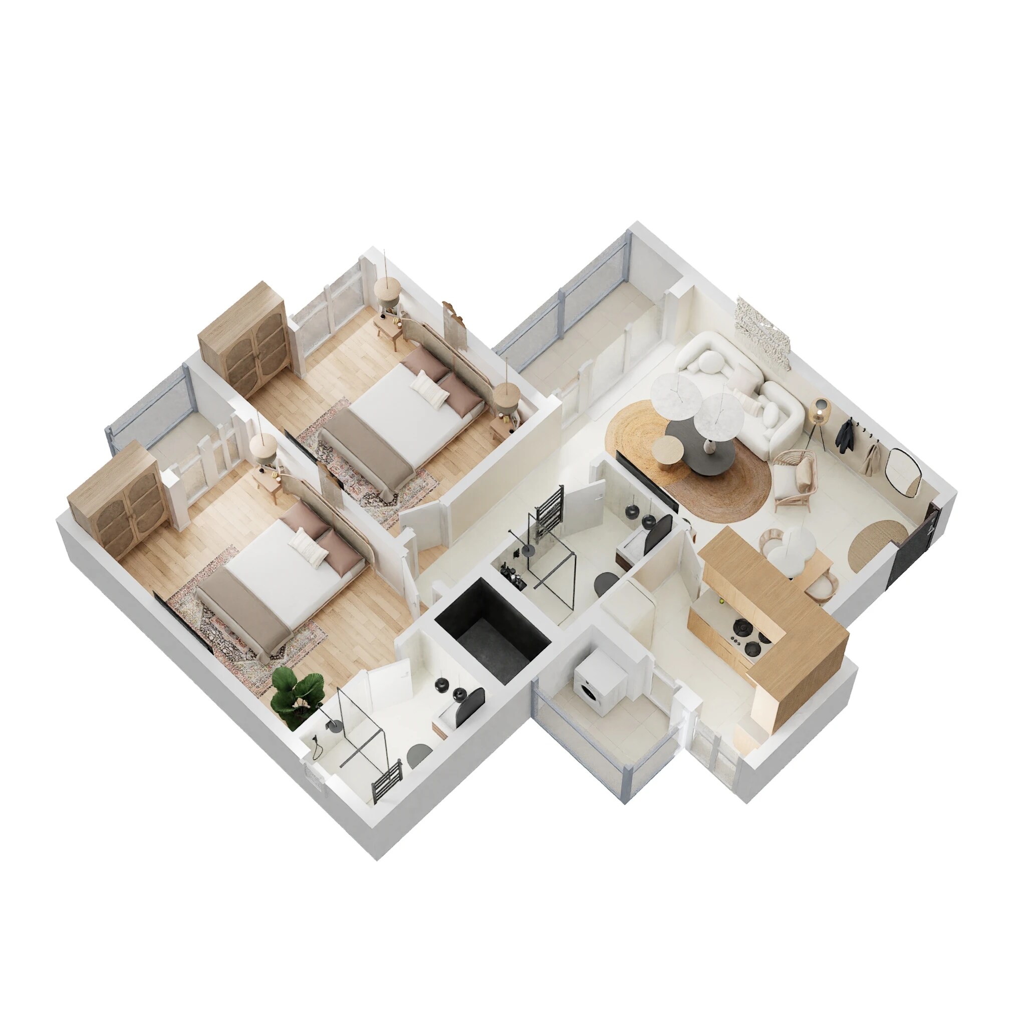 Floor plan of 2 BHK 988 Sq. Ft. Apartment in The 3C Lotus Panache, Noida