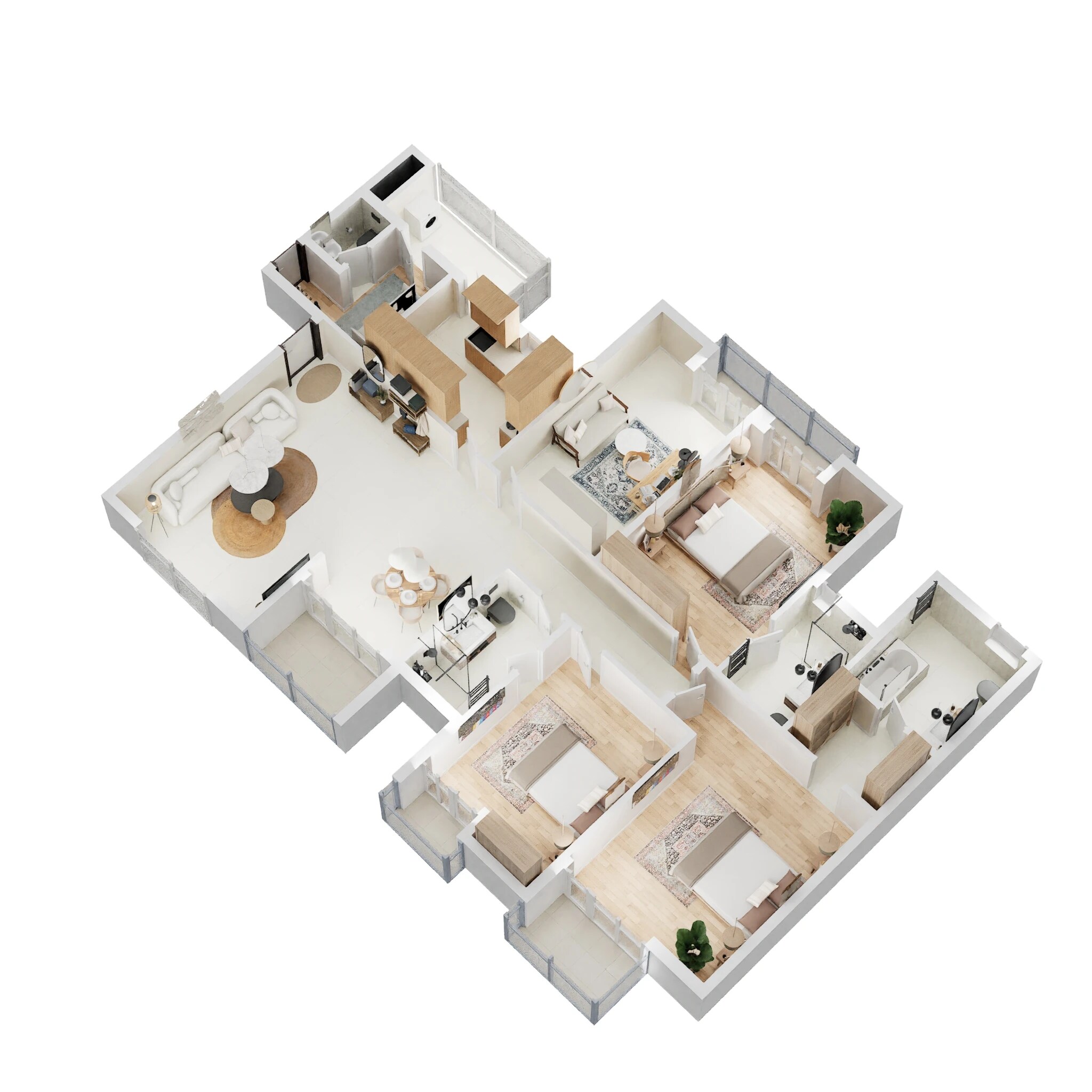 Floor plan of 3 BHK 2350 Sq. Ft. Apartment in The 3C Lotus Panache, Noida