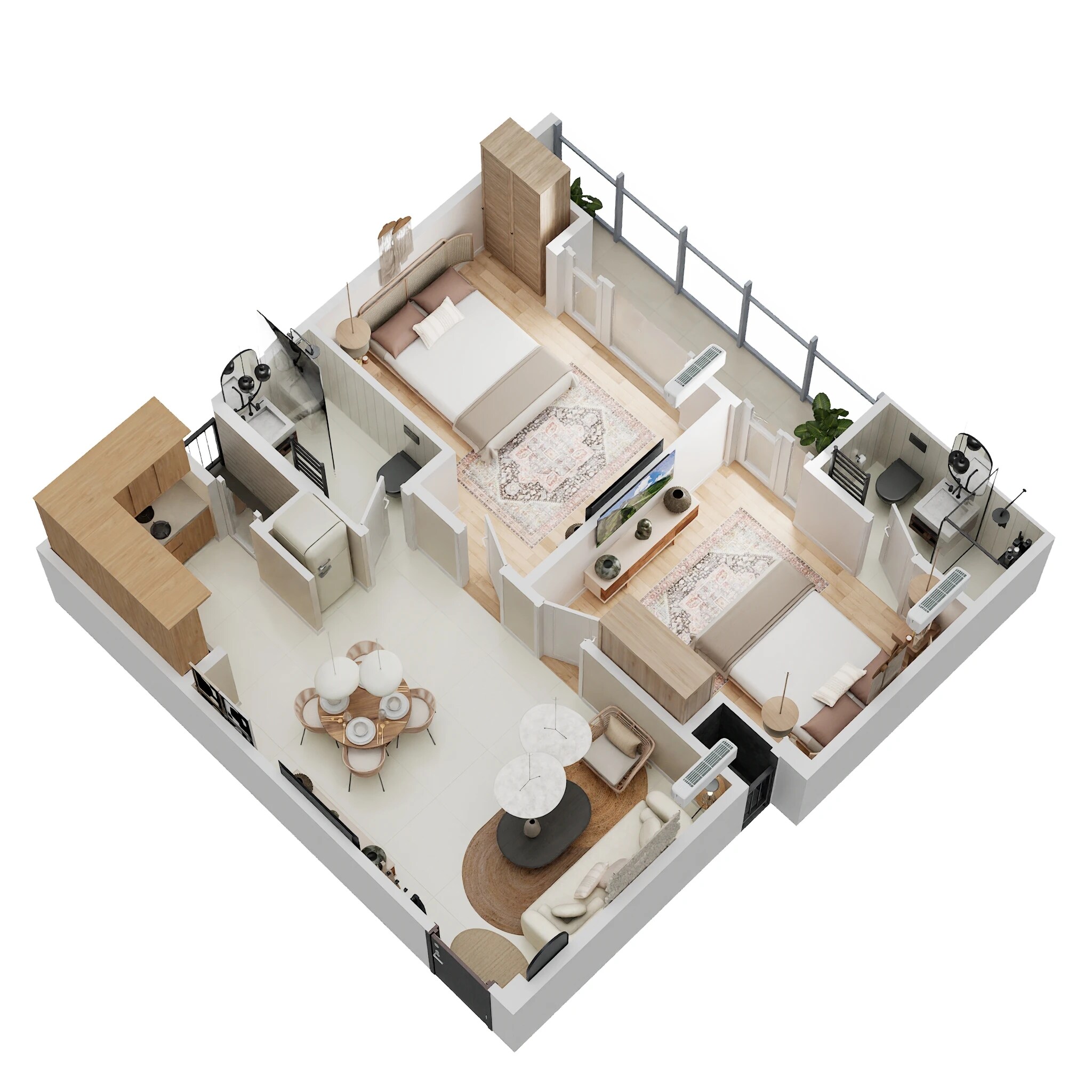 Floor plan of 2 BHK 1055 Sq. Ft. Apartment in Ultima 107, Noida