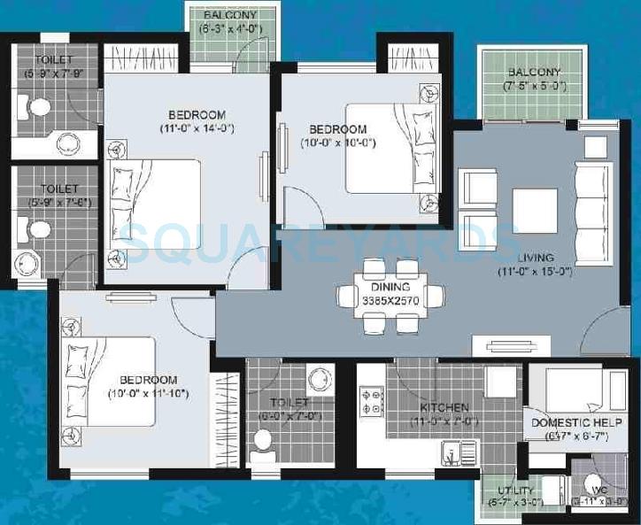 3 BHK 1545 Sq. Ft. Apartment