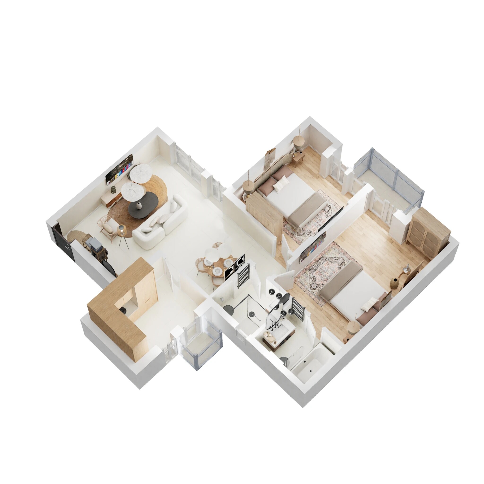 Floor plan of 2 BHK 1100 Sq. Ft. Apartment in Unitech The Residences, Noida