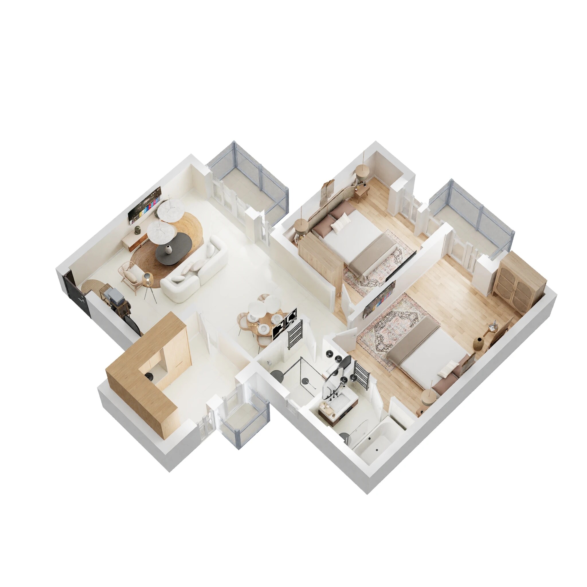 Floor plan of 2 BHK 1140 Sq. Ft. Apartment in Unitech The Residences, Noida