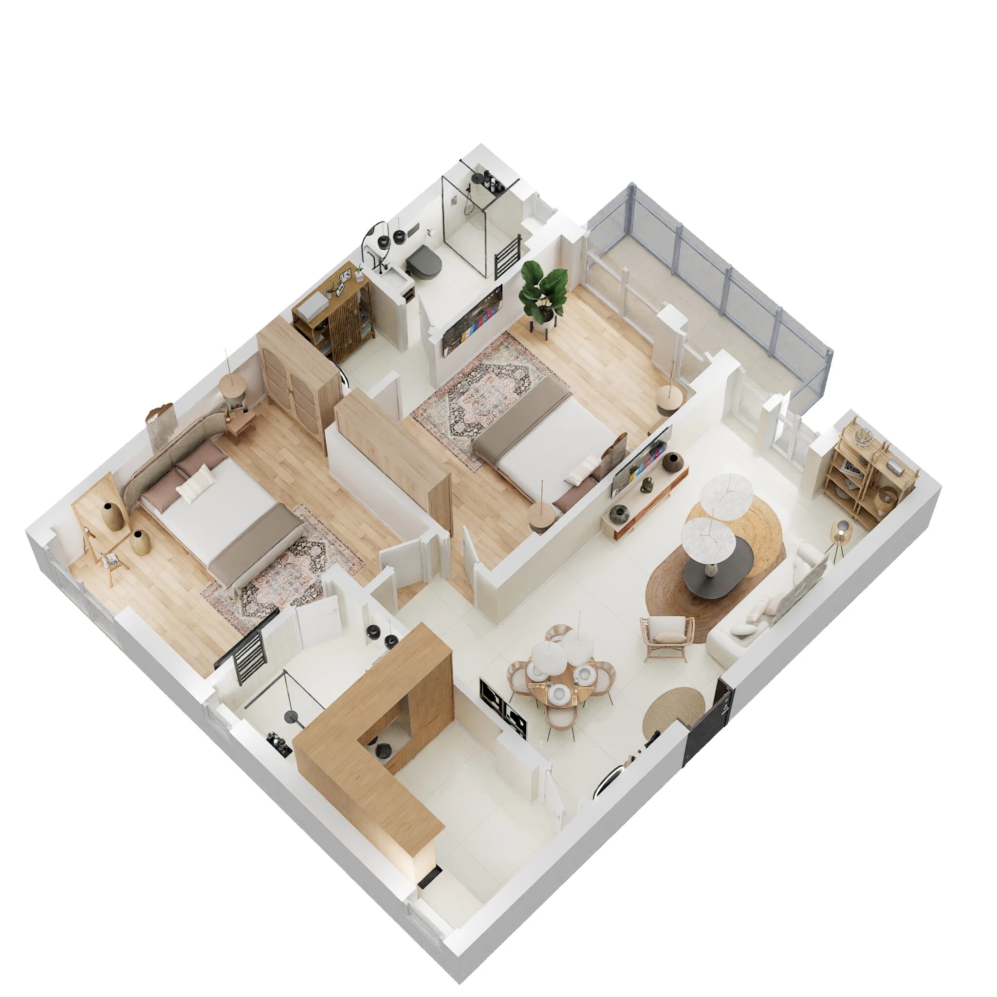 Floor plan of 2 BHK 1145 Sq. Ft. Apartment in Unitech The Residences, Noida