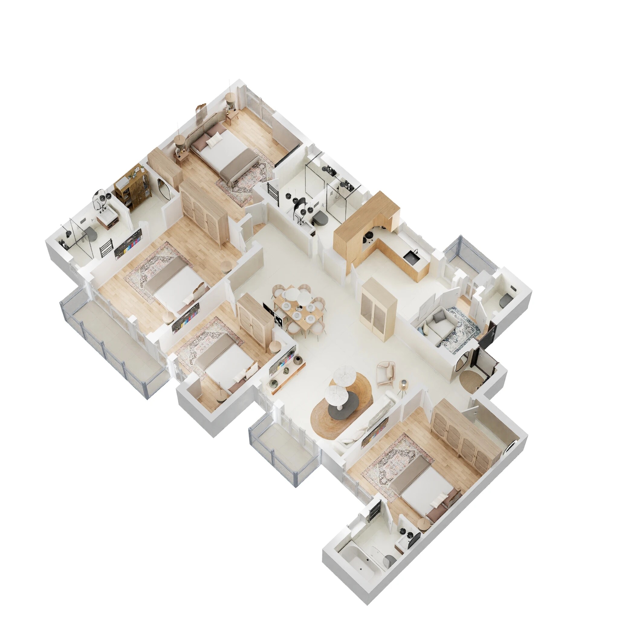 Floor plan of 4 BHK 1980 Sq. Ft. Apartment in Unitech The Residences, Noida