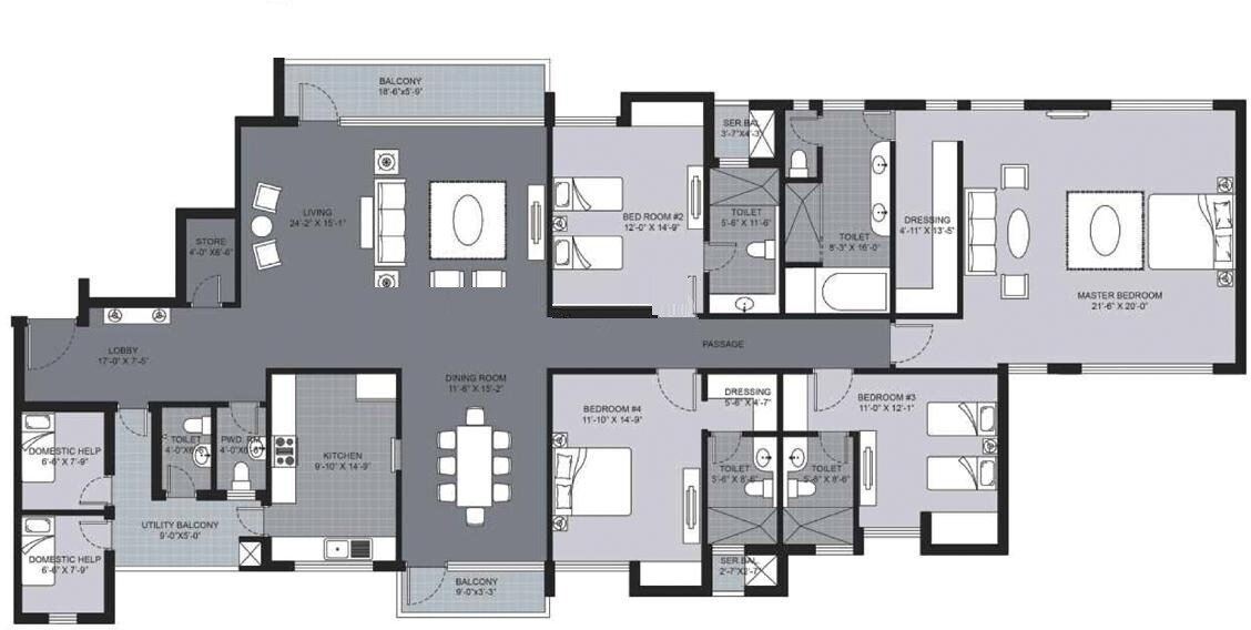 4 BHK 3800 Sq. Ft. Apartment