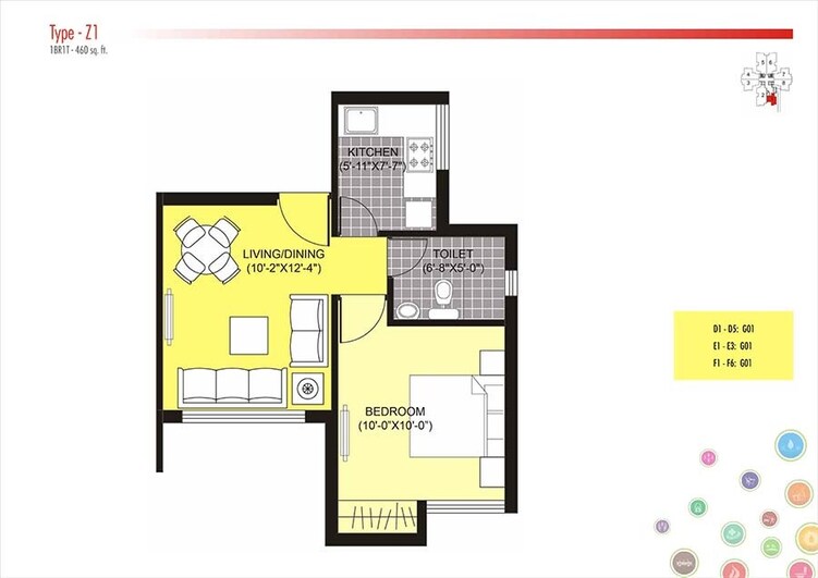 unitech unihomes phase i apartment 1 bhk 460sqft 20204607114645