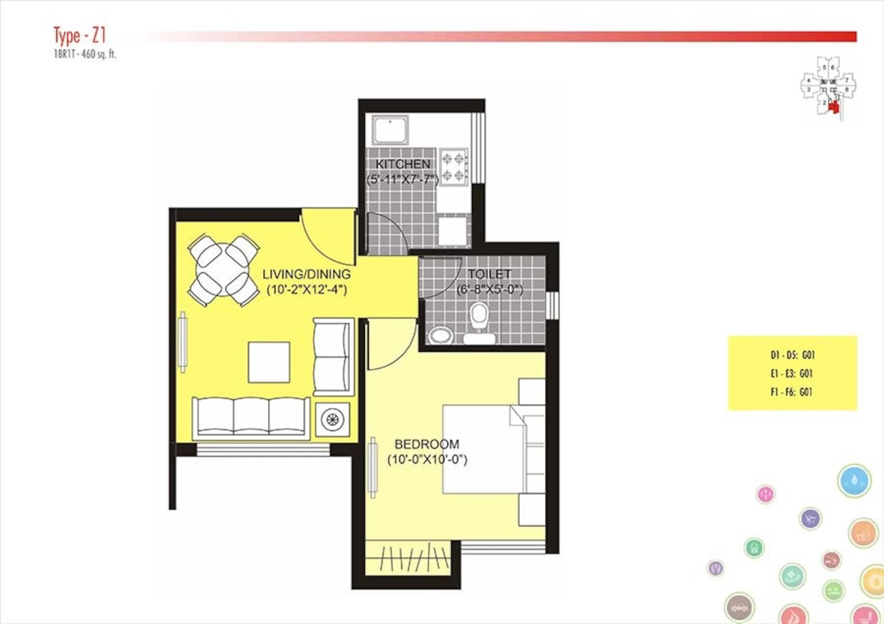 unitech unihomes phase i apartment 1 bhk 460sqft 20204607114645