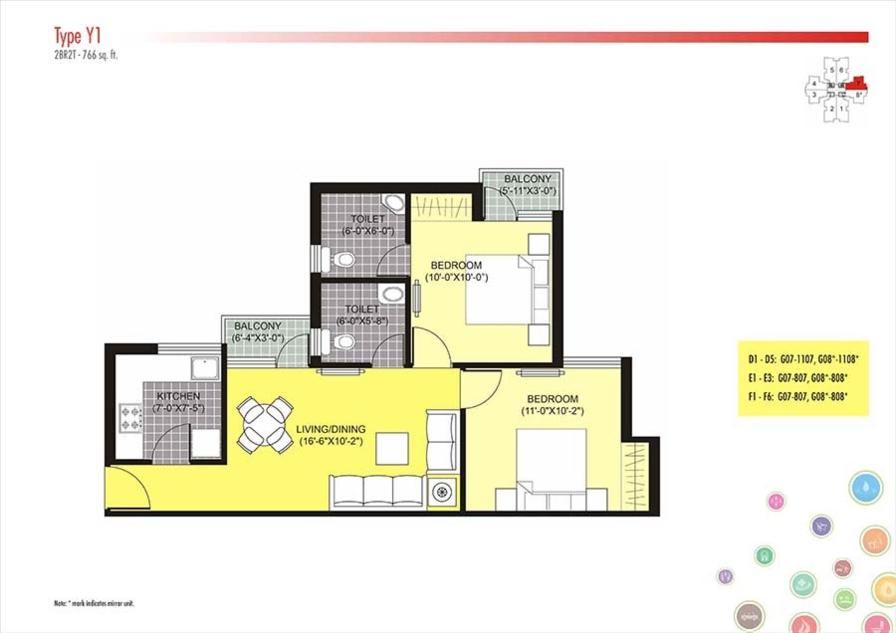 unitech unihomes phase i apartment 2 bhk 766sqft 20204607114634