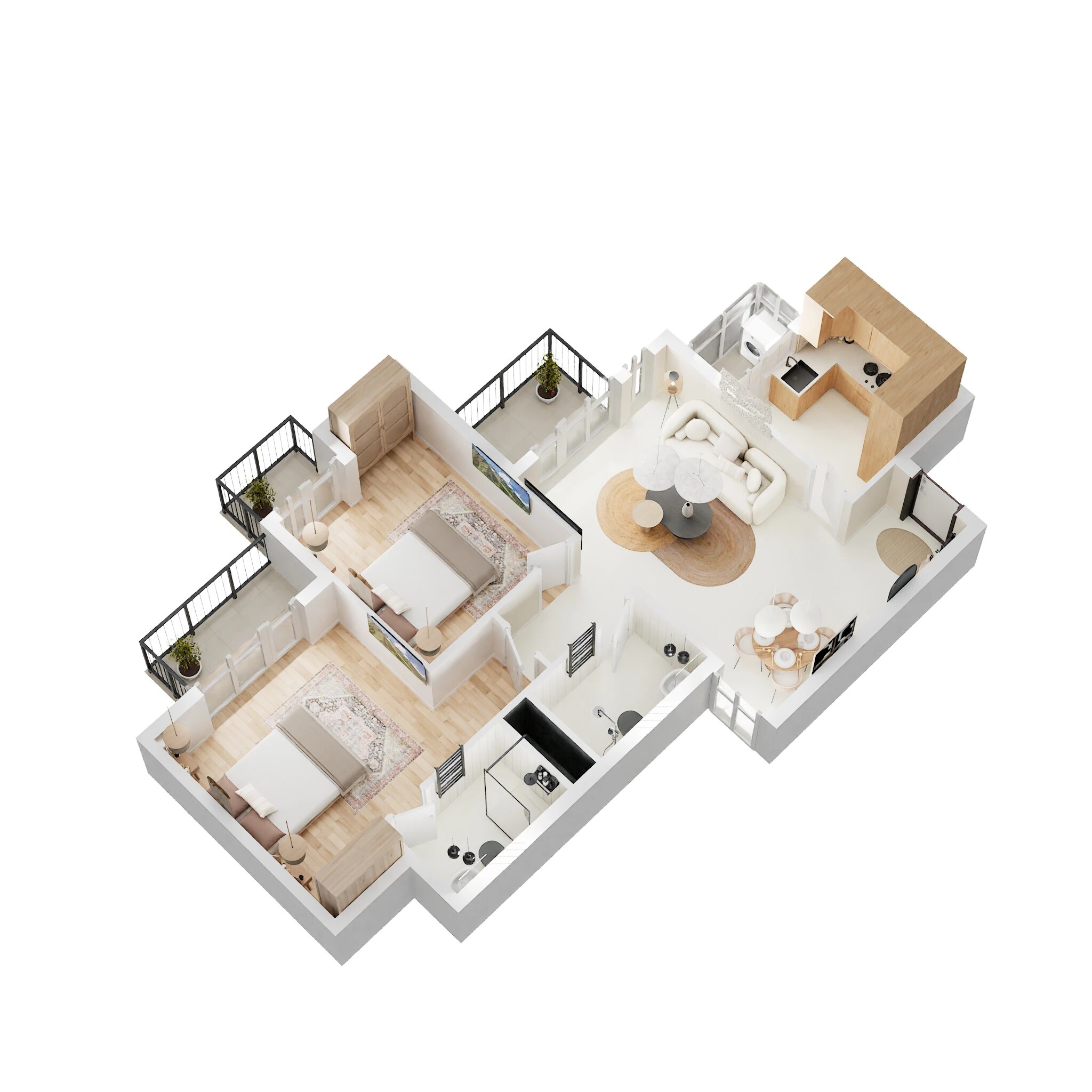 Floor plan of 2 BHK 1027 Sq. Ft. Apartment in Unnati Fortune Water Front Suites, Noida