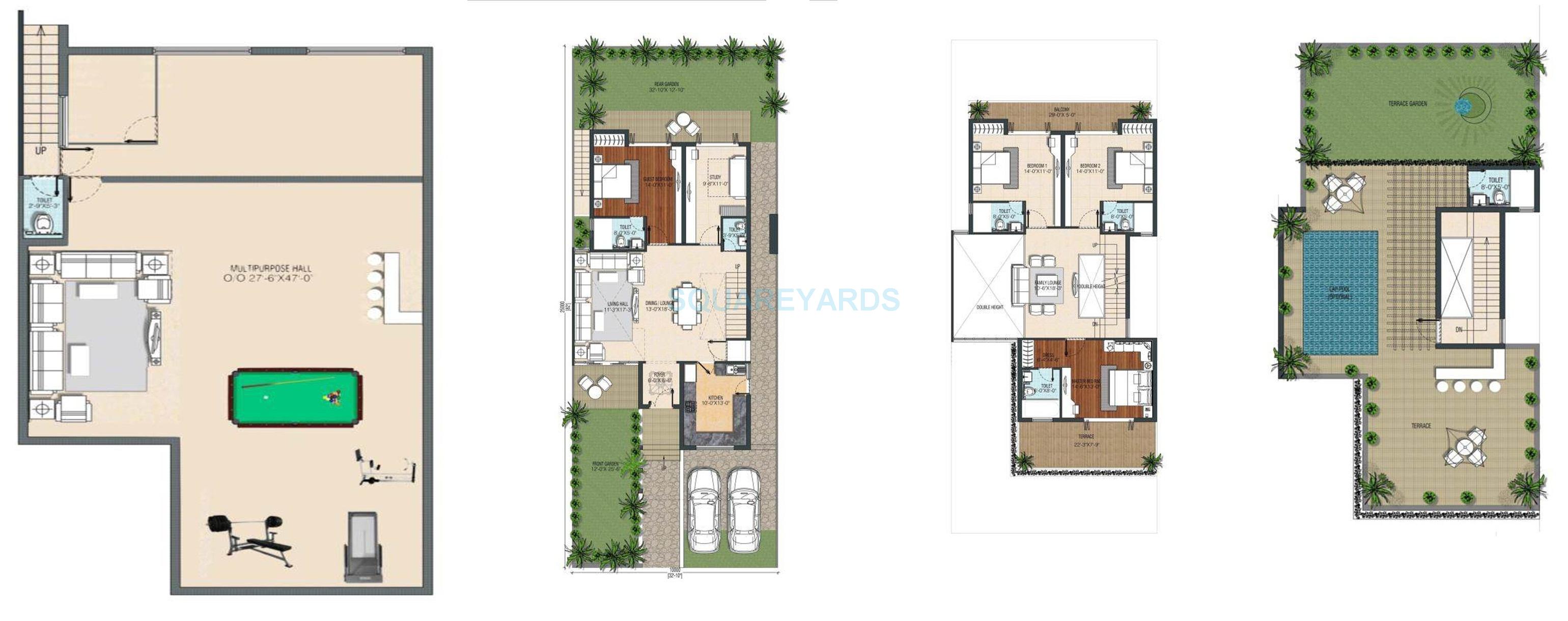 Floor plan of 4 BHK 6400 Sq. Ft. Villa in Unnati Fortune World Vesta Villas, Noida