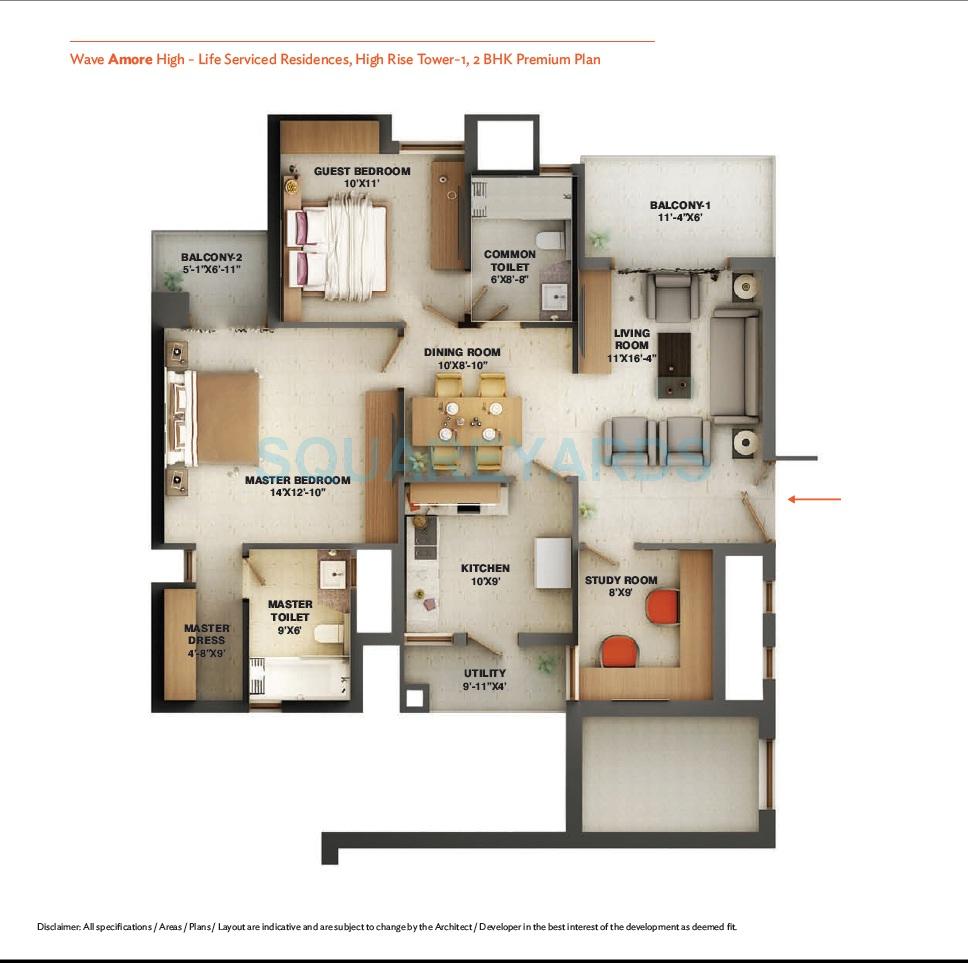 wave city center amore trucia apartment 2bhk 1549sqft 1