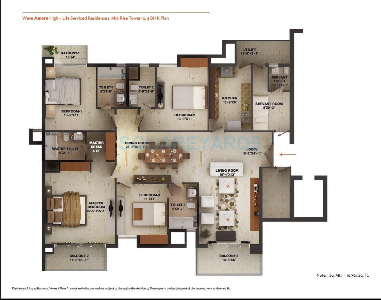 4 BHK 3017 Sq. Ft. Apartment