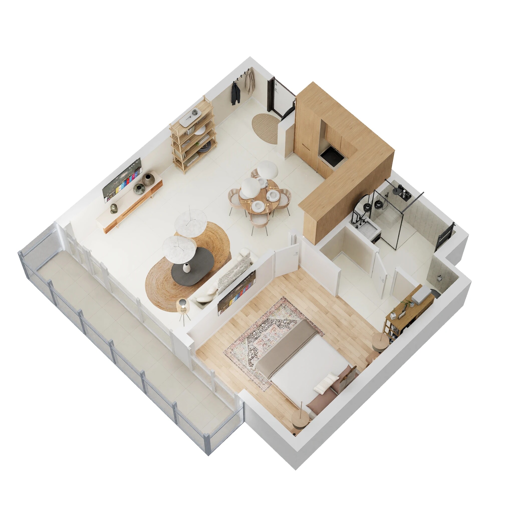 Floor plan of 1 BHK 802 Sq. Ft. Apartment in Wave City Center - Livork, Noida