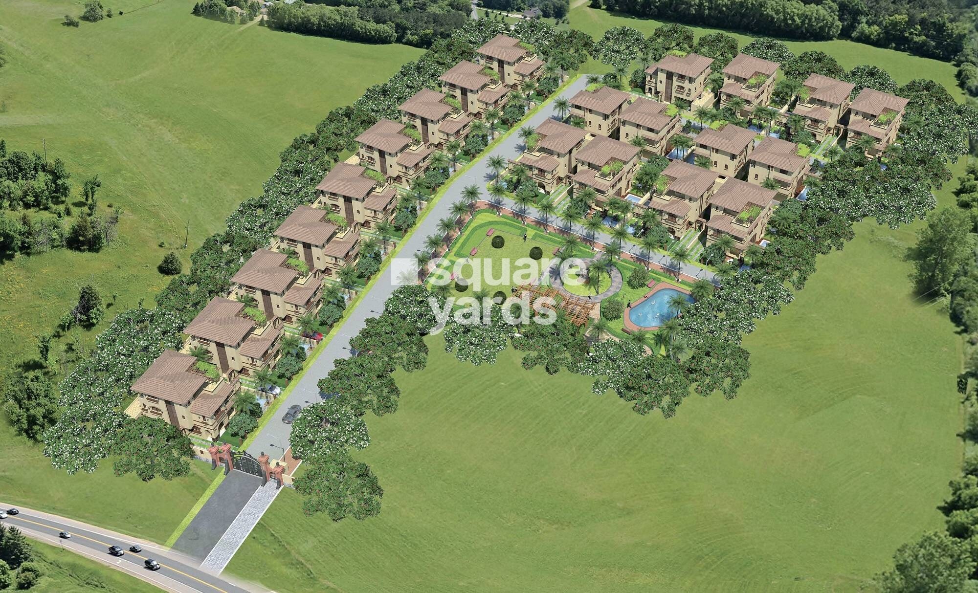 Agami-Estancia_an aerial view of a grassy field with a train on it