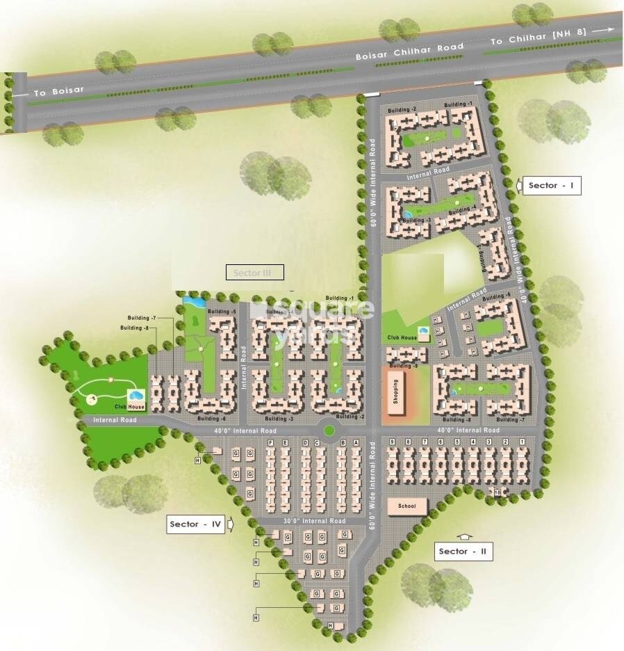 Roop-Rajat-Park-Row-House_an aerial view of a train on a train track