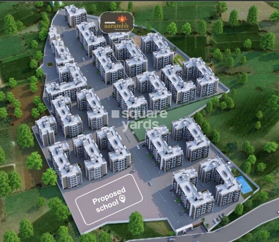 Sadguru-Aarambh_trucks are parked in a parking lot