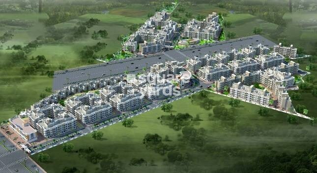 Vrindavan-Nagari_an aerial view of a city with a large building