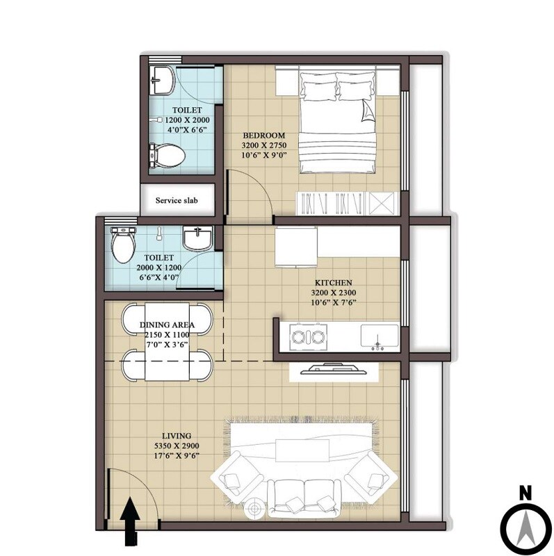 Floor plan of 1 BHK 397 Sq. Ft. Apartment in Ace Rushi Vihar NX, Palghar