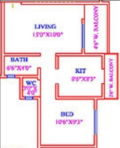 Floor plan of 1 BHK 333 Sq. Ft. Apartment in Adiraj Status, Palghar