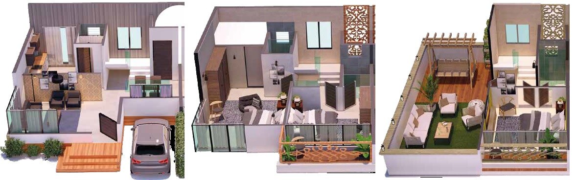 Floor plan of 3 BHK 2045 Sq. Ft. Villa in Aditya Ocean Homes The Pearl, Palghar