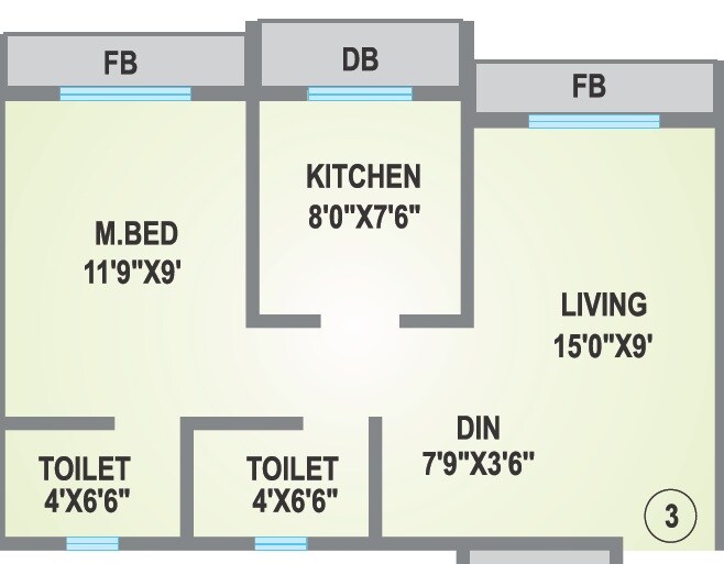 Floor plan of 1 BHK 560 Sq. Ft. Apartment in Agarwal Lifestyle, Palghar