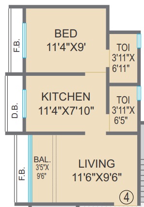 1 BHK 352 Sq. Ft. Apartment in Agarwal Paramount