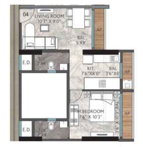 1 BHK 288 Sq. Ft. Apartment in Agarwal Sky Heights