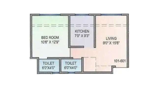 Floor plan of 1 BHK 321 Sq. Ft. Apartment in Ahir Gokul, Palghar