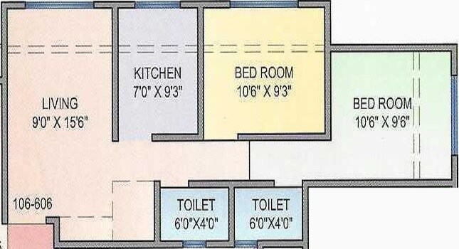 Floor plan of 2 BHK 458 Sq. Ft. Apartment in Ahir Gokul, Palghar