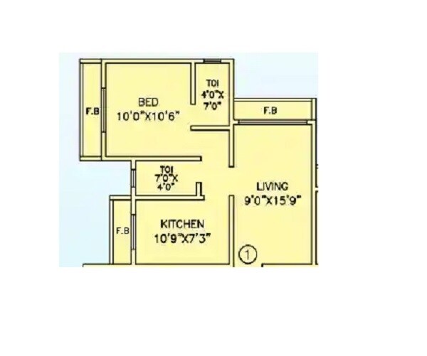 Floor plan of 1 BHK 365 Sq. Ft. Apartment in Akanksha Nidan Empire, Palghar