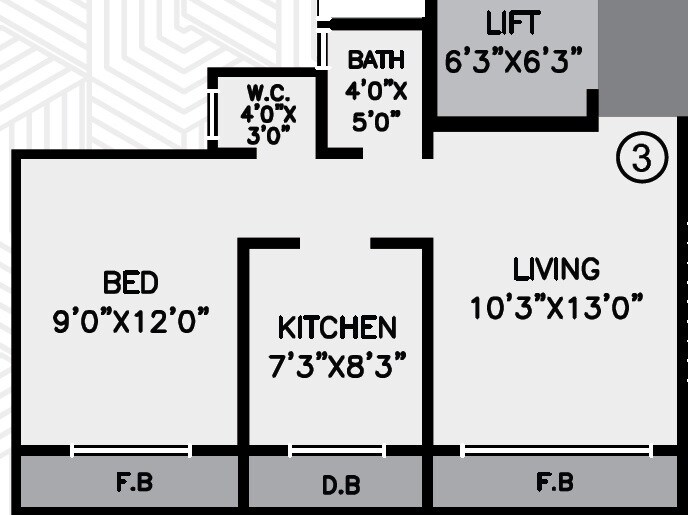 Floor plan of 1 BHK 429 Sq. Ft. Apartment in Akansha Nidan Empire, Palghar