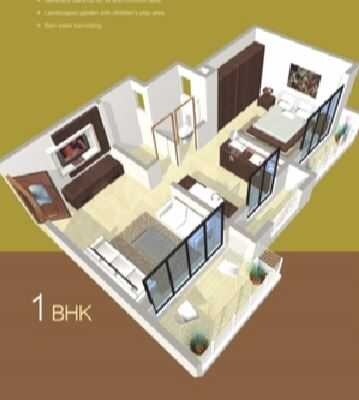 Floor plan of 1 BHK 251 Sq. Ft. Apartment in Akash Arpan Residency, Palghar