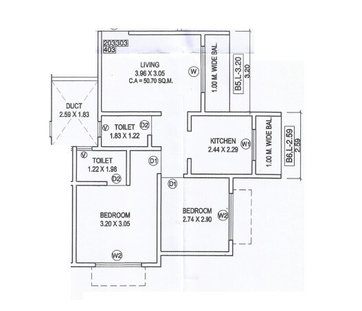 Floor plan of 2 BHK 546 Sq. Ft. Apartment in Aman Anand Vihar, Palghar